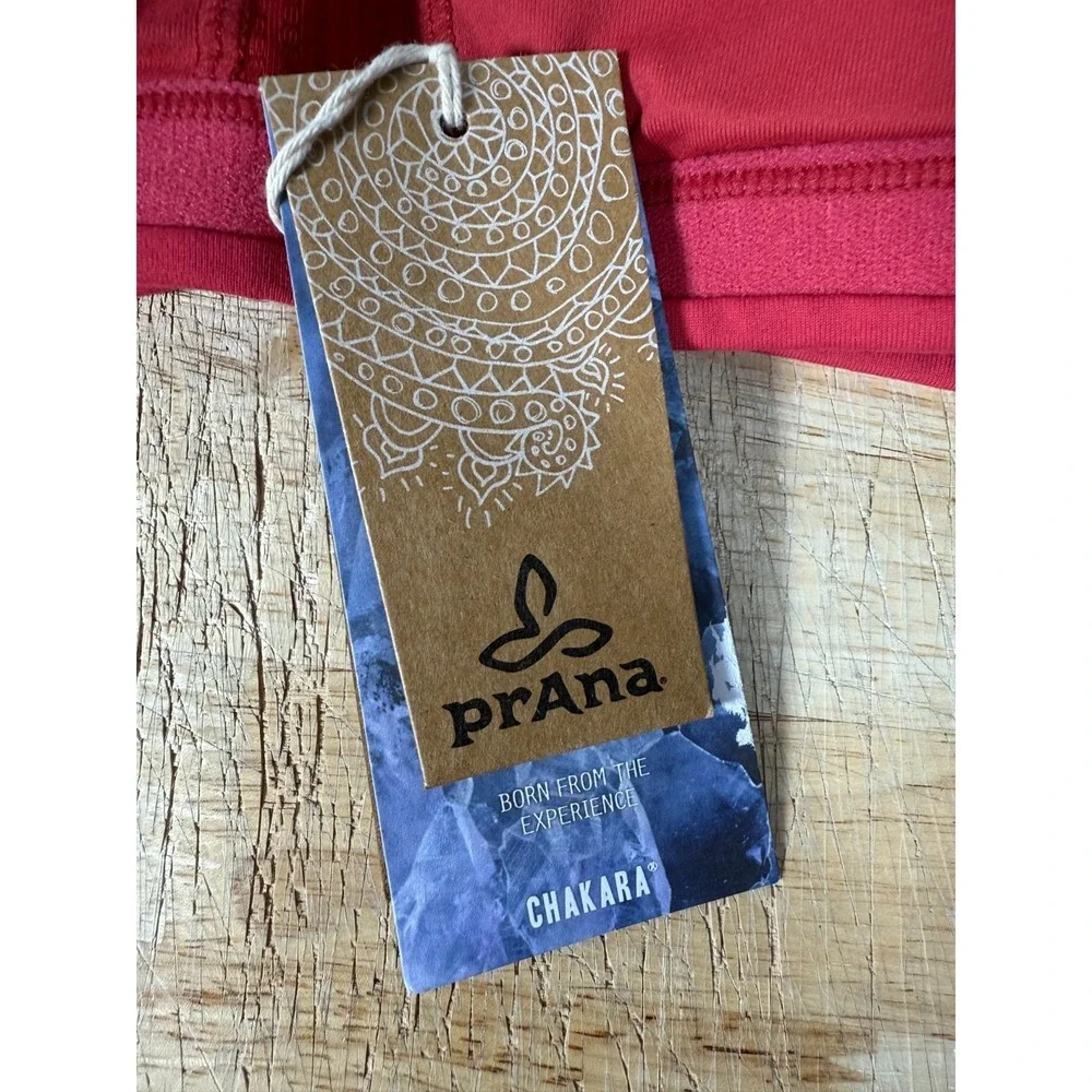 Prana Chakara Soleil padded Bra Racer back Red Ziggie Womens XS NEW